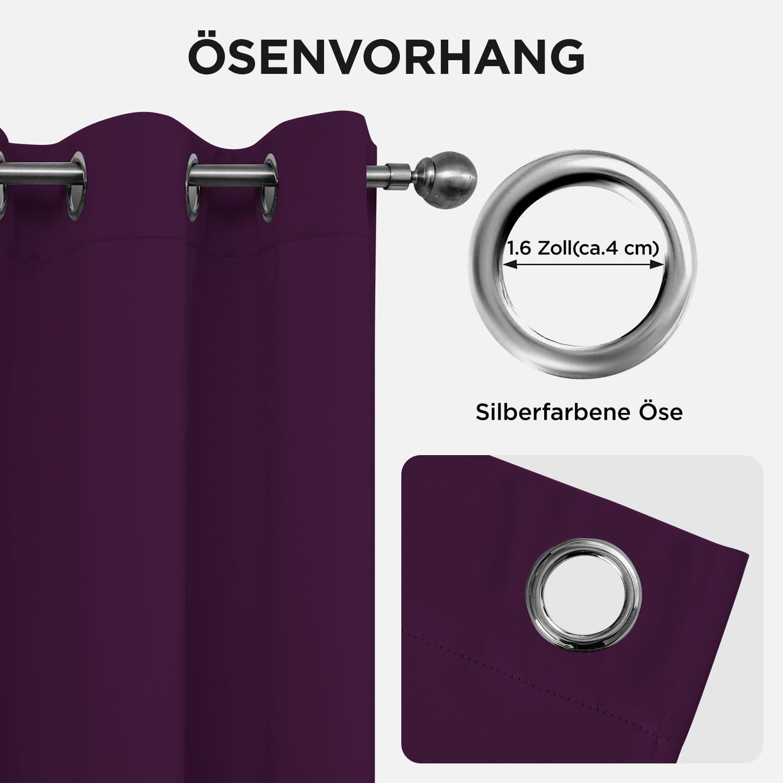Joydeco Blickdichte Vorhänge mit Ösen Gardinen 2er Set – Bild 6