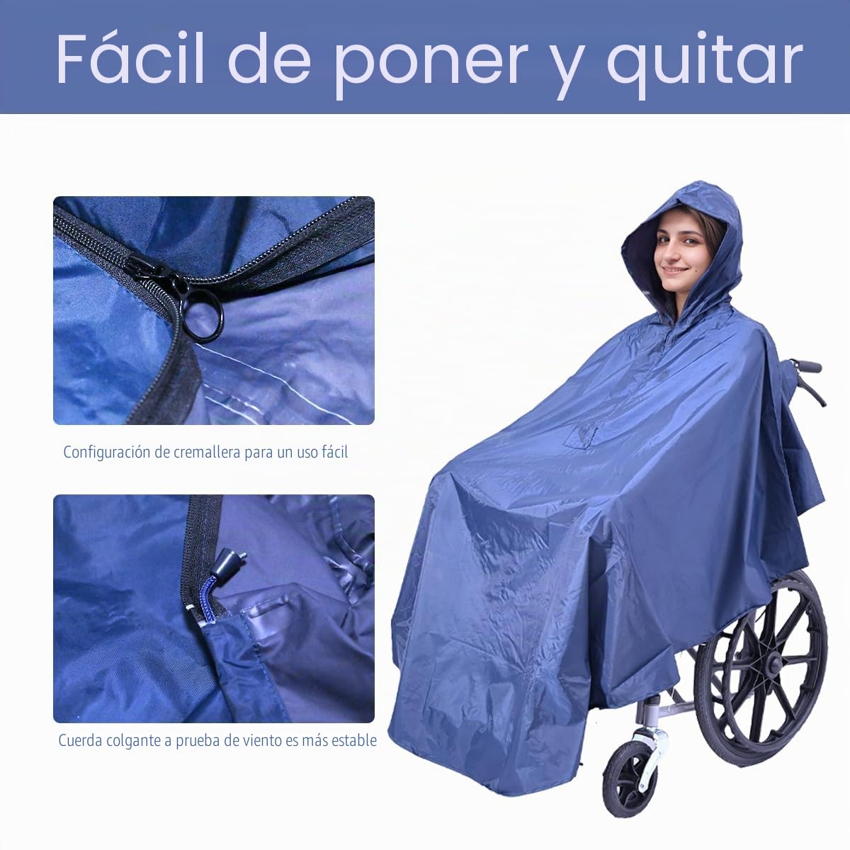 Poncho impermeable para silla de ruedas, capa a prueba de viento para movilidad