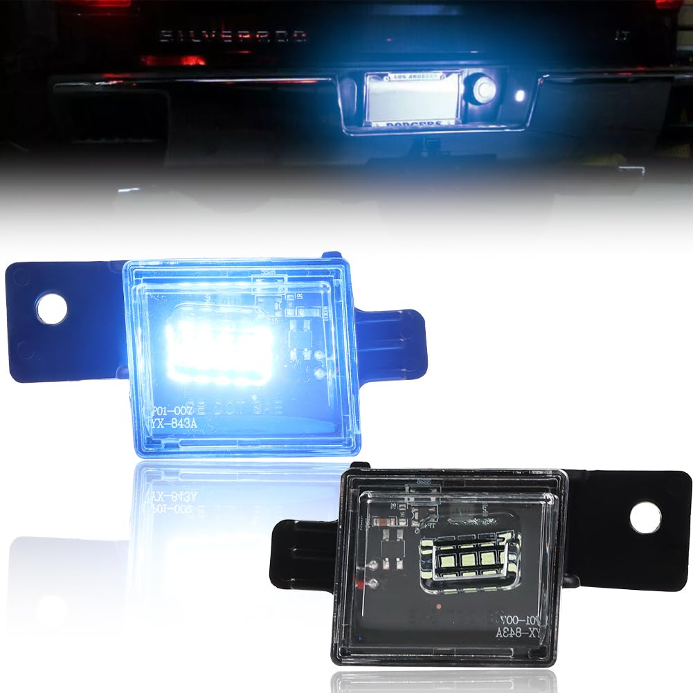 VANKUB LED License Plate Light for 2014-2023 Chevy Silverado GMC Sierra 1500 2500HD 3500HD Pickup Truck, Chevy Silverado Led Rear Tag Lamp, 6000K Ice