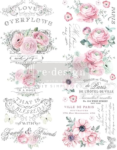 Pegatinas vintage para transferencia de muebles para manualidades, decoración clásica de flores de primavera y verano, transferencia para el hogar,