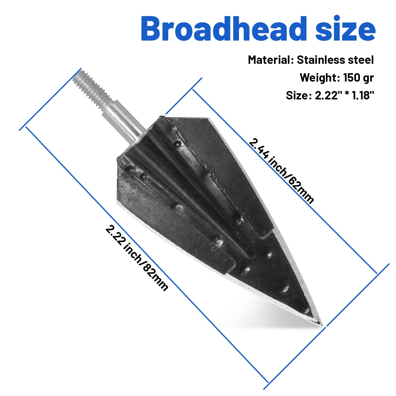 RUOERSISI 6/12pcs 150 Grain Screw in Archery Broadheads Hunting Arrowheads Archery Arrow Tips Fixed Blade Arrows Heads for Hunting Target Shooting Practice (6pcs)