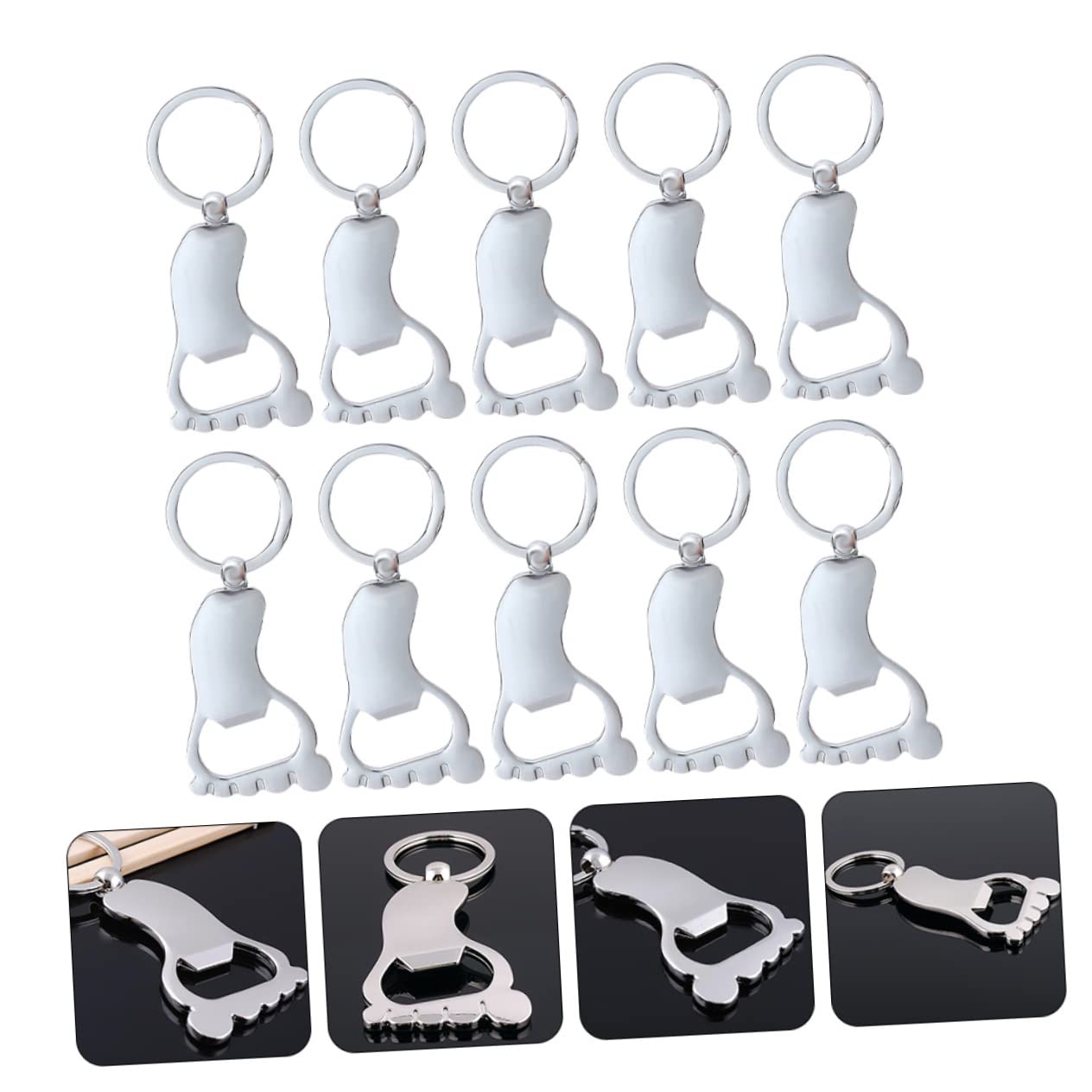 Ipetboom Abridores De Cerveza En Forma De Pie, Llaveros Resistentes y Compactos, 10 Piezas Para Uso En Cocina, Hoteles y Eventos