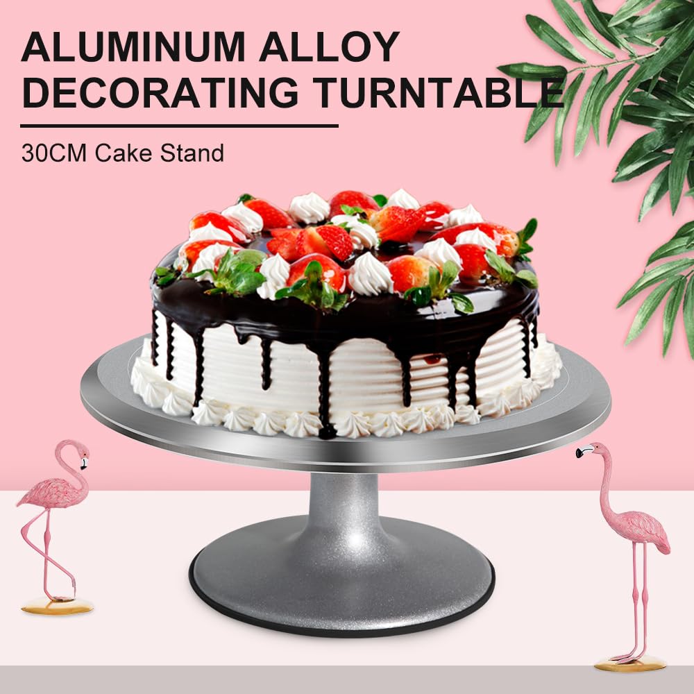 Uten 12Cake Heavy Duty Aluminium Turntable Stand, Rotary Baking Decor Tools