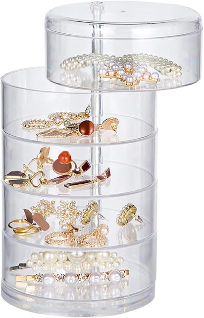 Yngffb Rotating Organiser Case, Hair Accessories Storage, Acrylic Jewellery Box, Made of plastic, a Variety of Storage, 360 Free Rotation, Small, for Jewelry, Hairpins, Lipsticks (21 x 11cm, 1 Piece)
