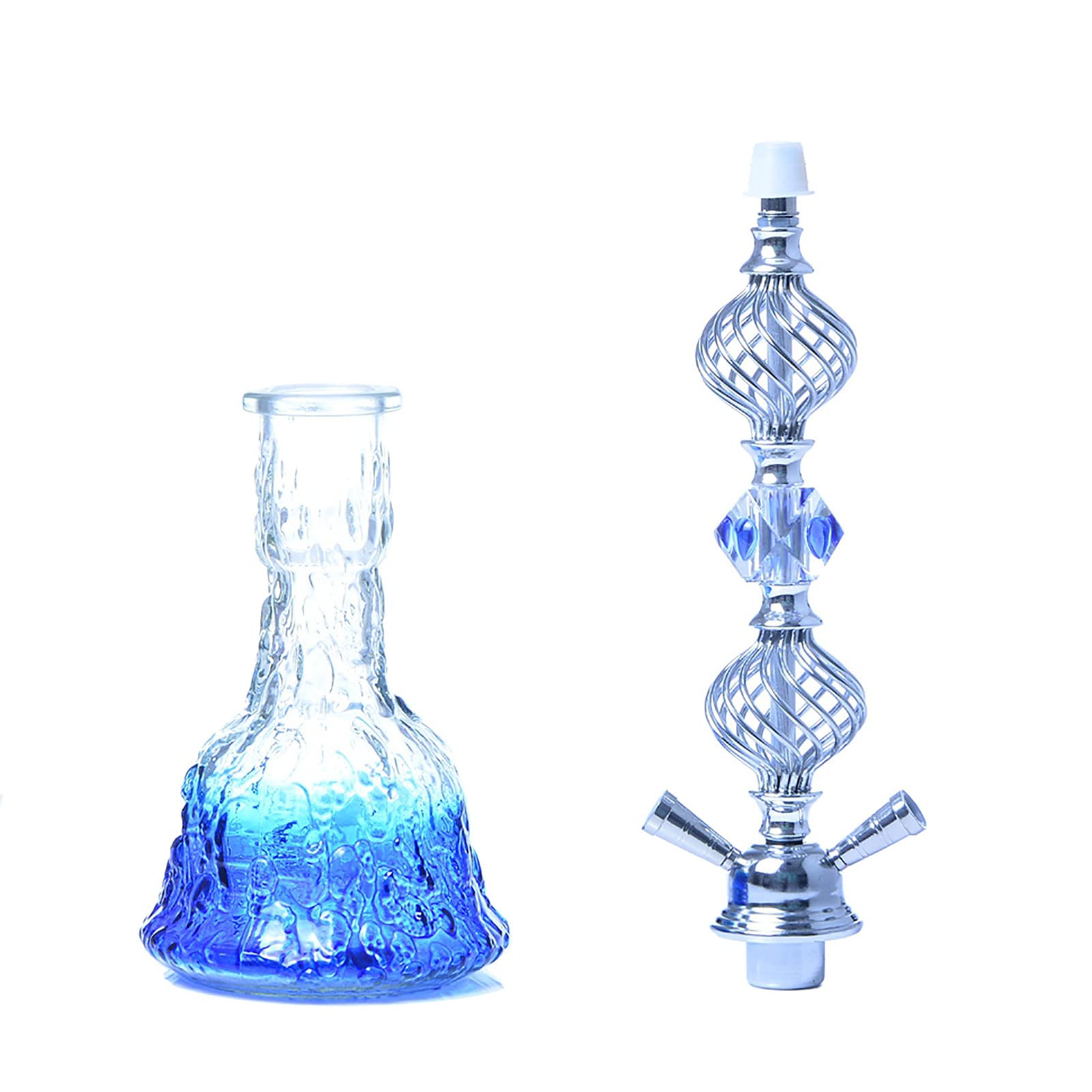 Vidrio de lujo Shisha 2 Manguera Premium SHISHA STEM MEDIO MEDIO DE MEDIA 50 CM Kit de narguile con base de vidrio, tazón de cerámica y pinzas de carbón de cenicero B