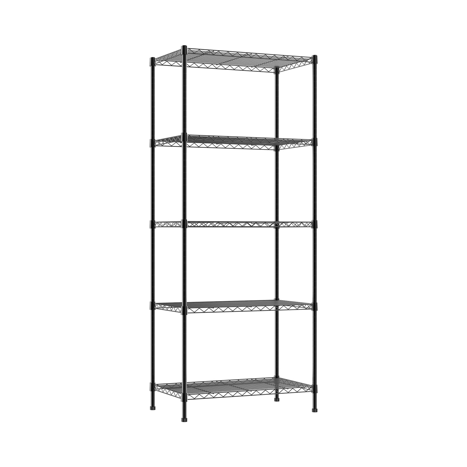 Rigogo 5 Tier Wire Shelving Unit, Metal Shelf Rack with Strong Steel for Kitchen Garage Pantry Garage, 500kg Capacity, 60x35x150cm, Black