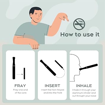 Double Mint Fresh Air Device, Quit Smoking Inhaler,Reduces Bad Hand Habits, Smokeless Inhalers,Double Mint Aluminum Mouth Retainer, with 4 Flavored Cotton Wickets-J13