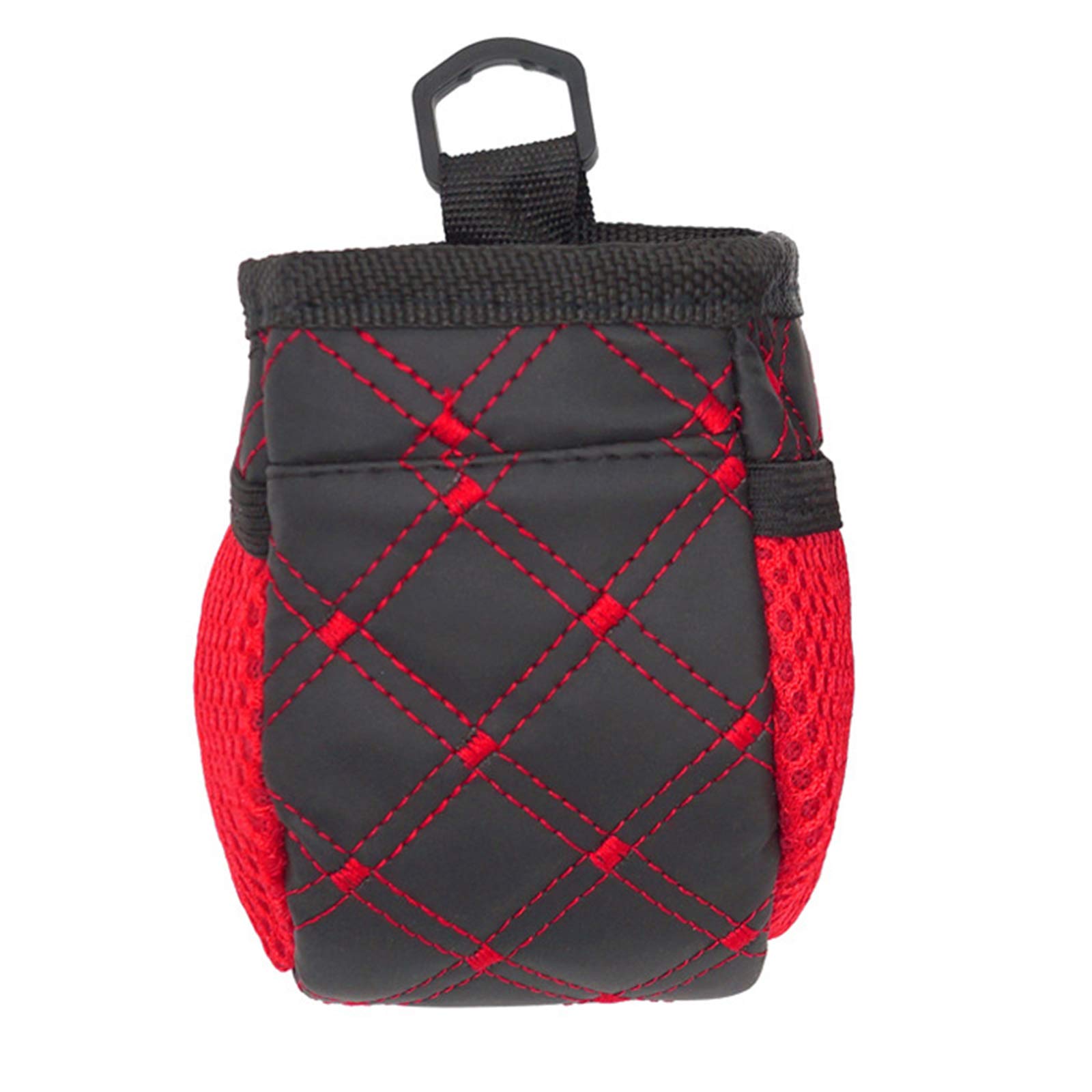 Ihreesy Red Line Car Organizer, Universal Storage Bag for Phone, Sunglasses, Coin, Card, Pen, Cigarette, Easy Install, PU Leather, 10x10x8cm, 77g