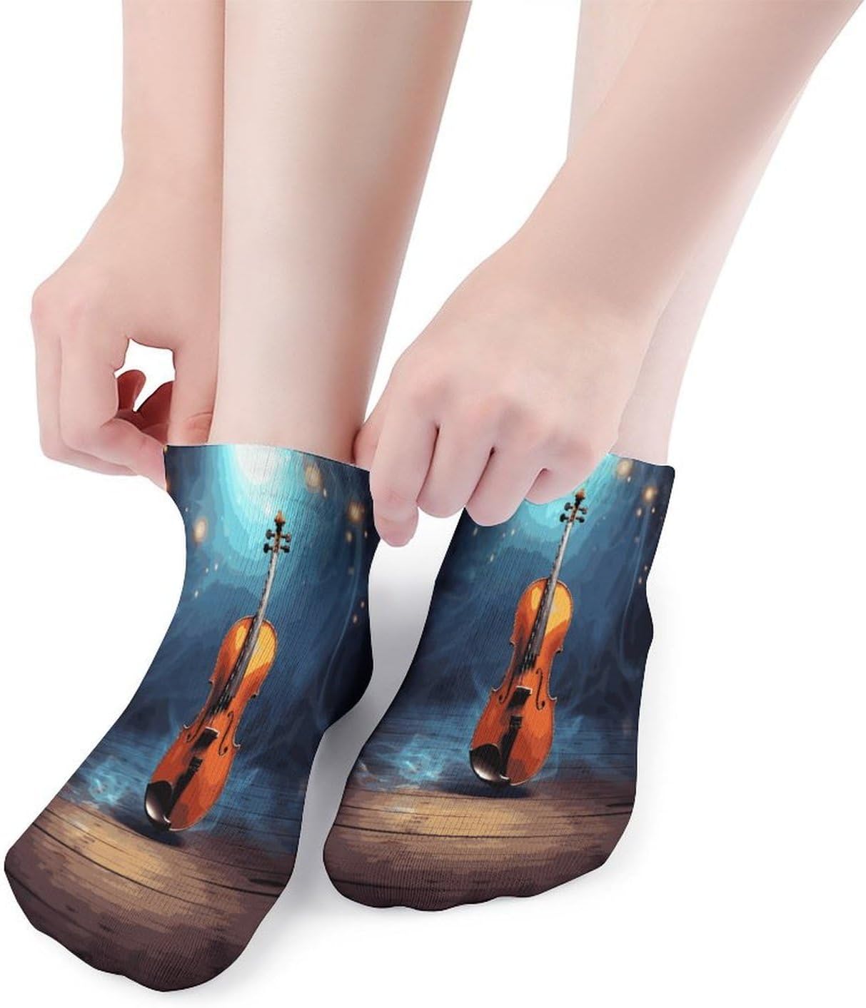 Violin Poster Ankle Socks for Men Women 5 Pairs | Comfortable Casual Low Cut Socks, Lightweight No Show Breathable Athletic Socks, Soft Mini Crew Socks for All Seasons