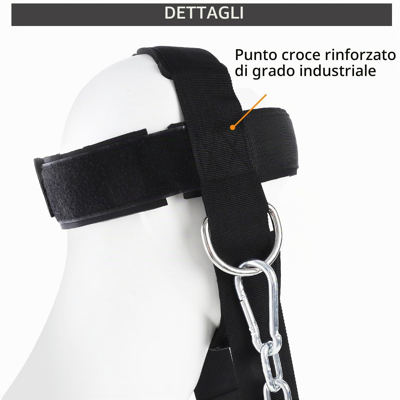 LINSTER Allenamento Collo, Neck Builder Strap con 5MM Neoprene Imbottita Head Harness E Regolabile Dip Catena Acciaio Lunga, Supporto Allenamento Collo Pesi Imbracatura, Pesi Boxe Gym Trainer