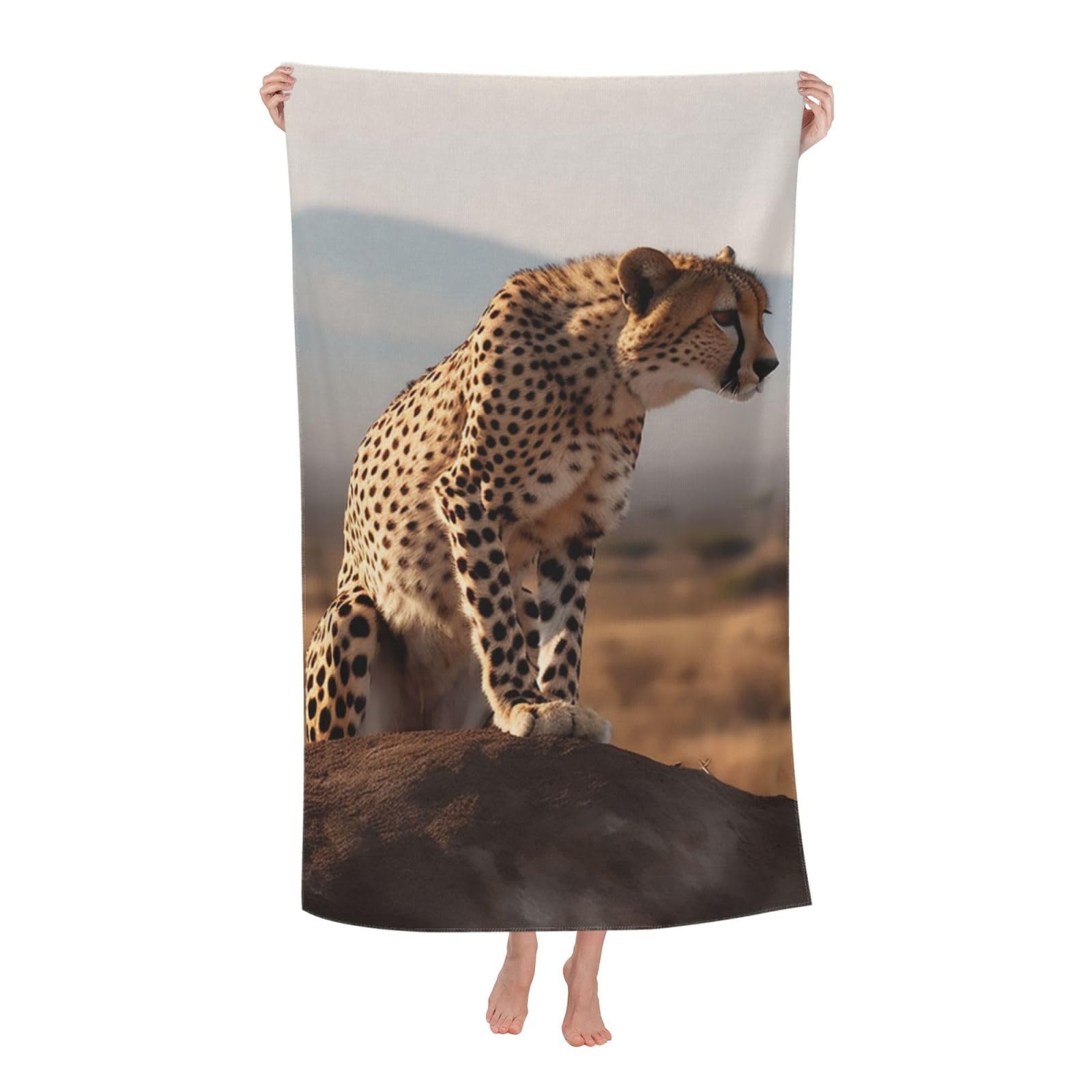 HLBSDM Wild African Cheetah Beach Towel 52 x 32 in Vacation Essentials Quick Dry Sand Free Pool Swim Towel Super Absorbent Bath Towels Oversized Gym Towels Travel Blanket Gift