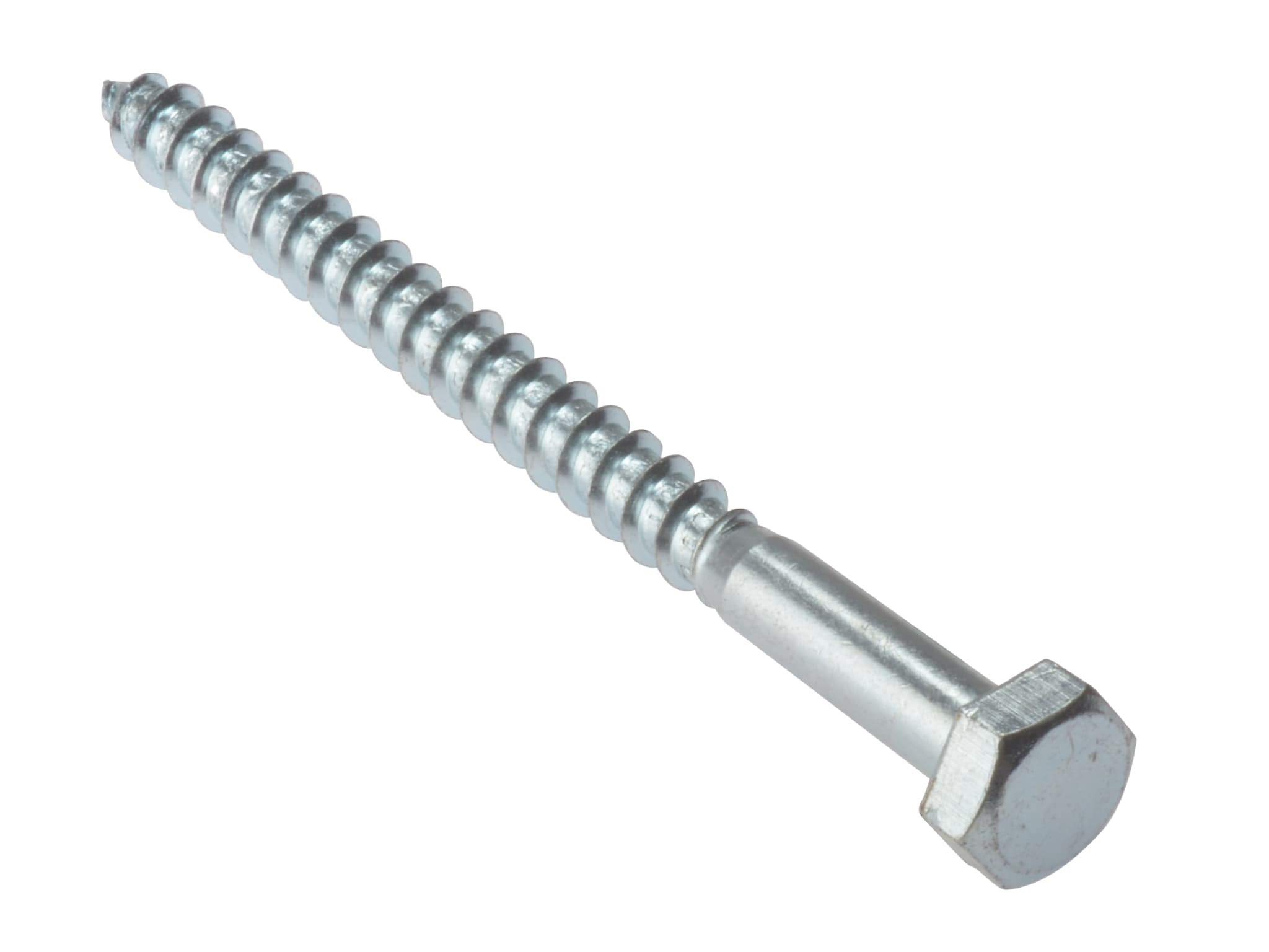 Forgefix 5Cs12130 M12 X 130Mm Hexagon Head Coach Screw Zinc Plated Bag 5
