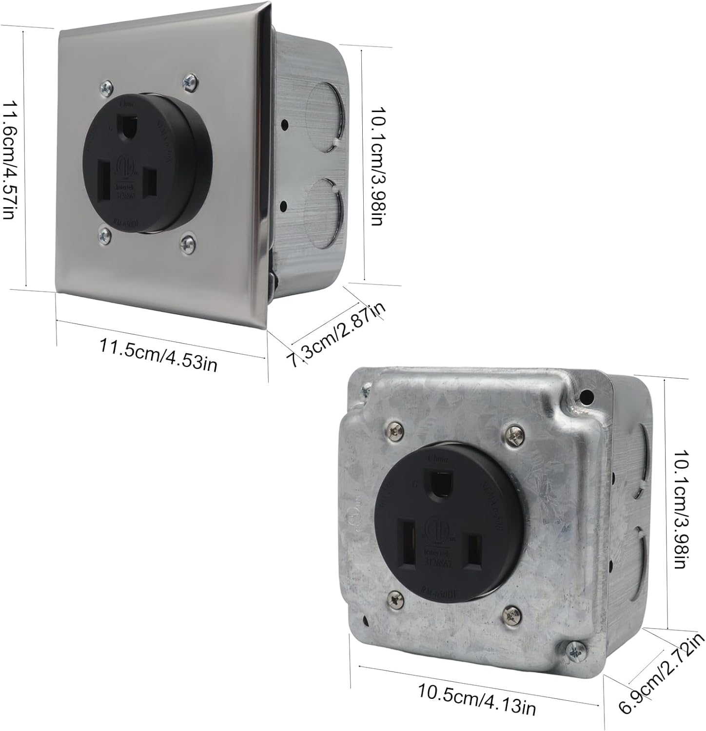 Tbest NEMA 6 50R Receptacle Heavy Duty Electrical Socket Premium Galvanized Iron Stainless Steel Power Outlet for Welders Plasma Cutters Electric Ranges Dryers Homes Warehouses