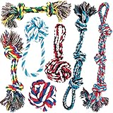 AMZpets Dog Toy Set for Large Dogs and Aggressive Chewers - 7 Nearly Indestructible Cotton Chewing Ropes. Tough Durable Heavy Duty Dental Chew Toys Kit for Big Breeds, Puppy Teething, Tug of War Play.