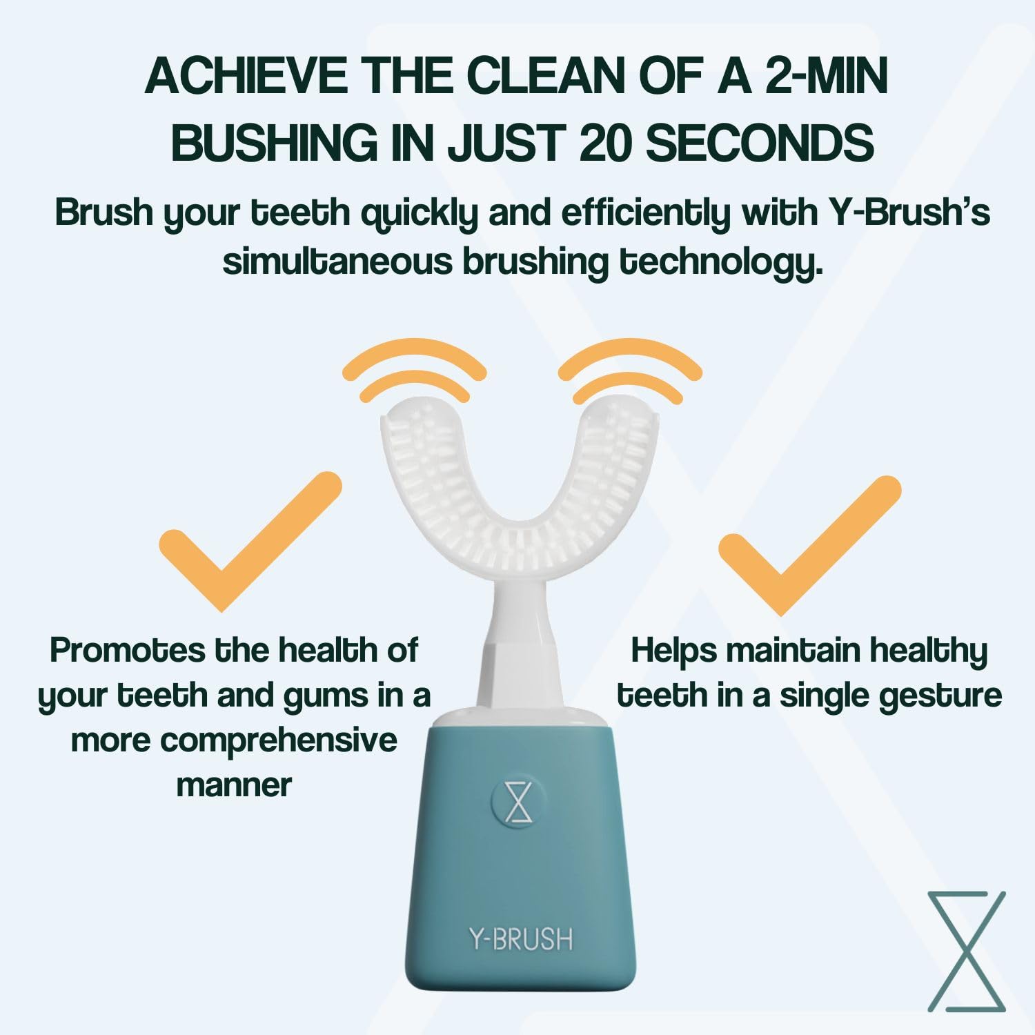 Y-Brush Essential - Spazzolino da denti elettrico sonico, automatico, 3 mesi di autonomia, 2 modalità di vibrazione, clinicamente dimostrato dai dentisti