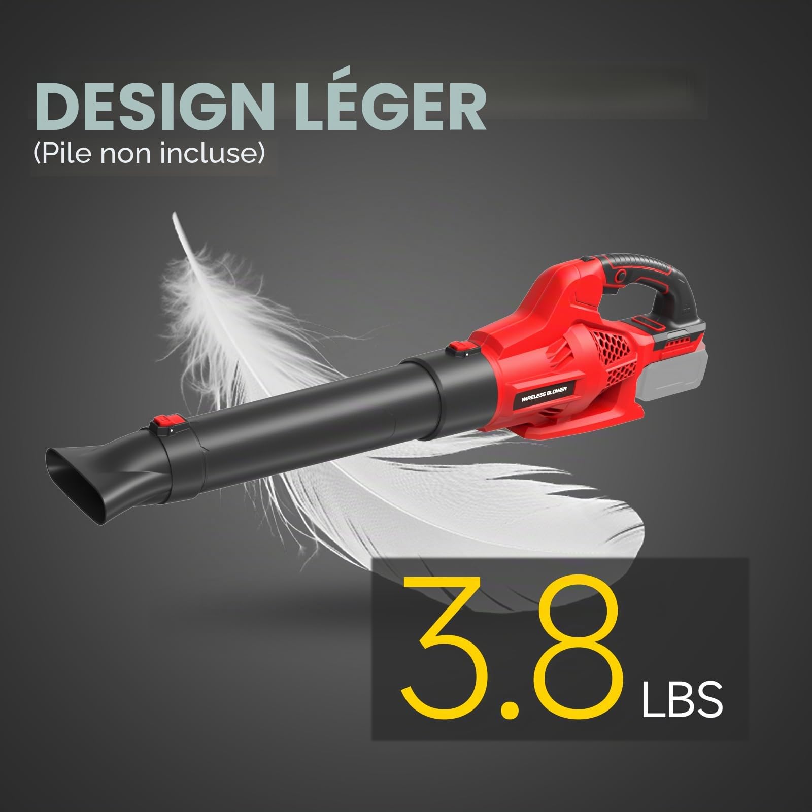 Souffleur de feuilles sans fil pour batterie Milwaukee M18 18 V, 500 CFM/150 MPH pour souffler les feuilles, la poussière, la neige, l'entretien des pelouses, le nettoyage de terrasse