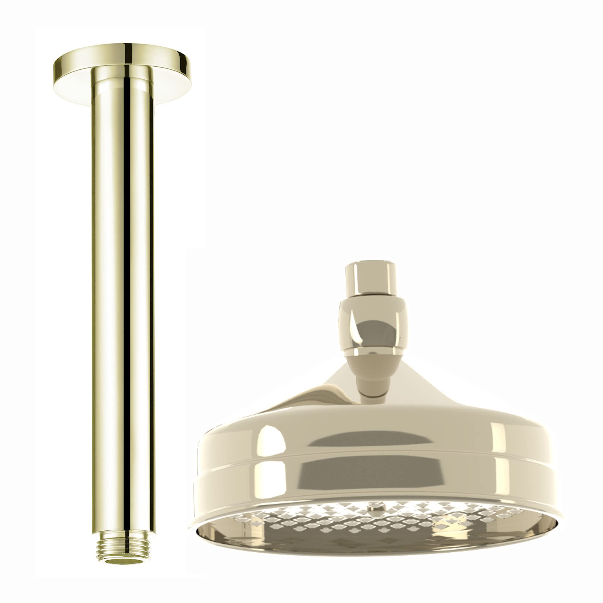 ENKI RA064 Ceiling Mounted Round Traditional 150mm Shower Arm, Gold