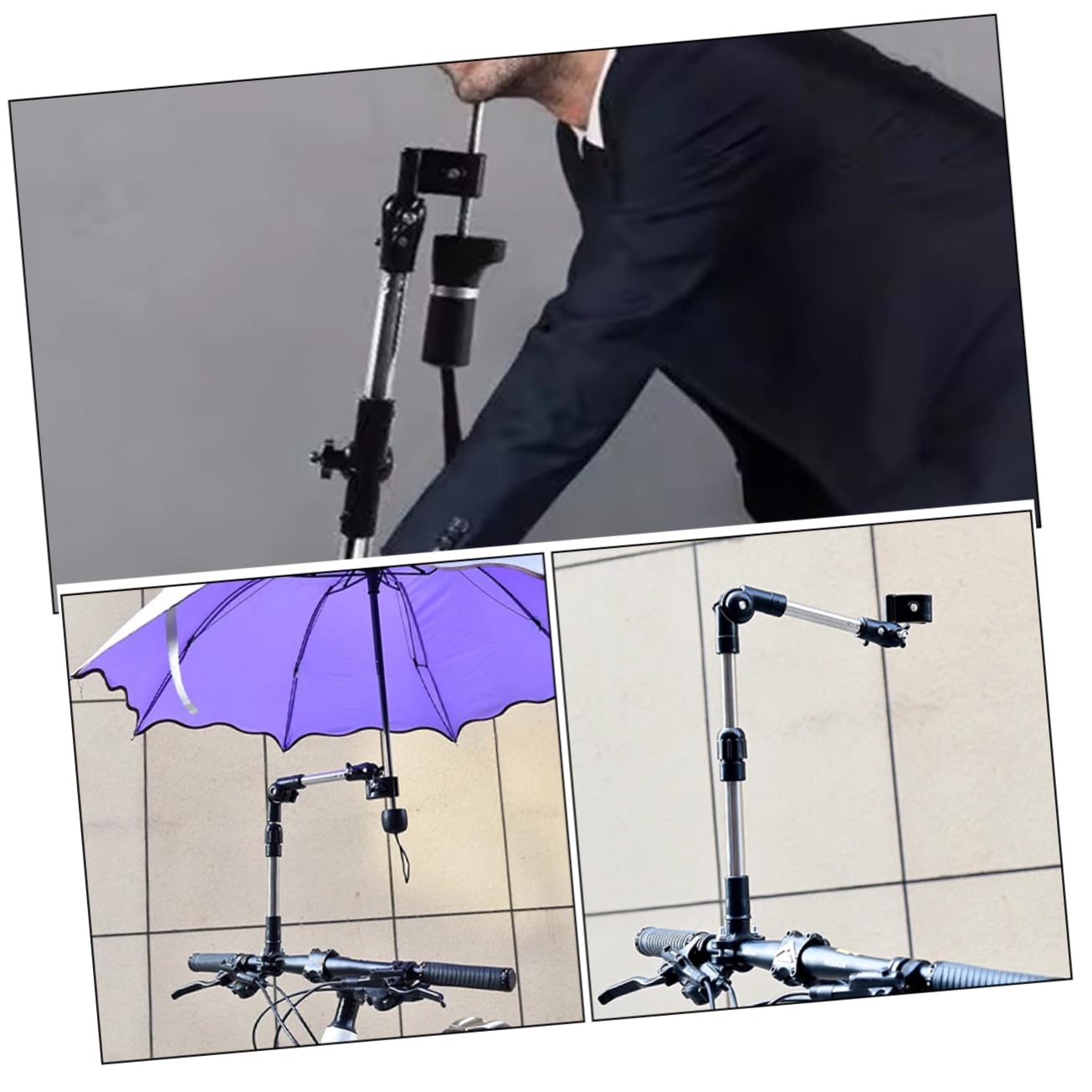 HAPINARY Bicycle Umbrella Mount Wheelchair Parasol Stand Practical Comfortable Black Uv Protection