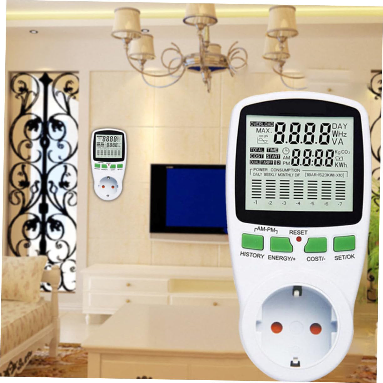 Medidor De Potencia Con Pantalla Lcd Digital Analizador De Consumo De Energía Para Voltaje y Amperaje Real