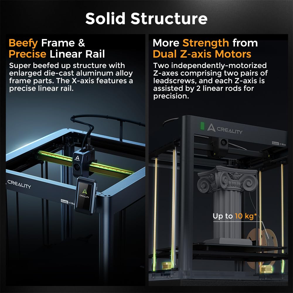 Creality K1 Max 3D Printer with Smart AI Function 600mm/s Printing Speed 20000mm/s² Acceleration, Core XY Structure 11.81x11.81x11.81 inch Large Build Volume Auto Leveling Dual-Gear Extruder: ENDER 5 MAX