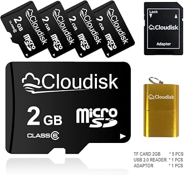 5 Pack 2 GB Micro SD Card with MicroSD Adapter Card Reader Memory Card 5Pack 2GB