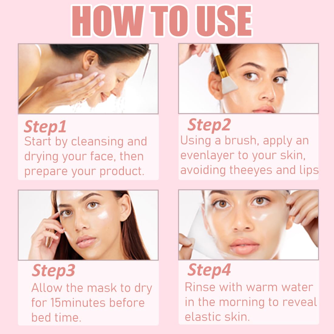 2 Pack Collagen Night Wrapping Mask, Collagen Face Mask Overnight Peel-Off for Deep Hydration & Skin Elasticity - Image 4