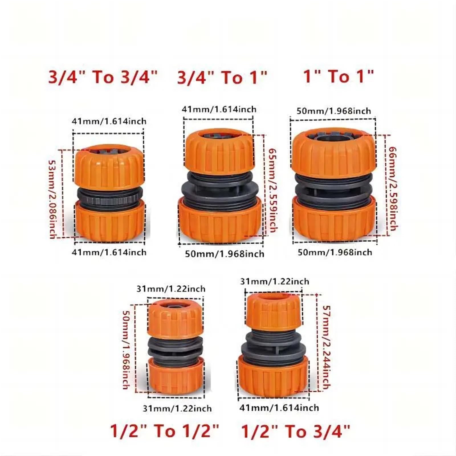 Set di 20 raccordi rapidi per tubi da giardino, 1,3 cm, 1,9 cm, 2,5