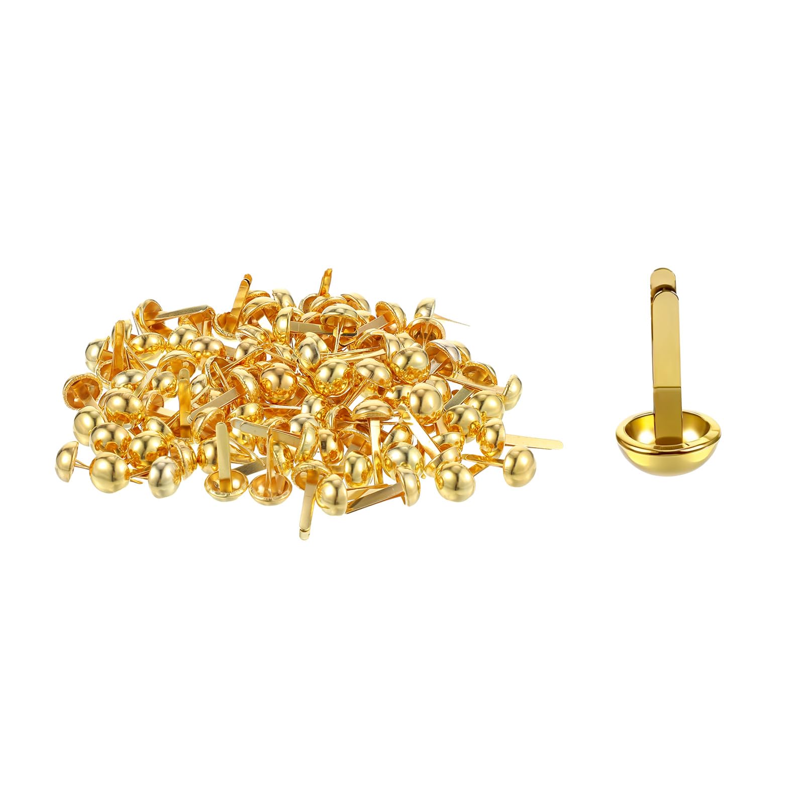 Teaaha 100PCS Brads Paper Fasteners Gold Split Pins Round Scrapbooking Brass Fasteners Mini Brad Fasteners for DIY Crafts Projects Scrapbooking(0.67 x 0.31 Inches)