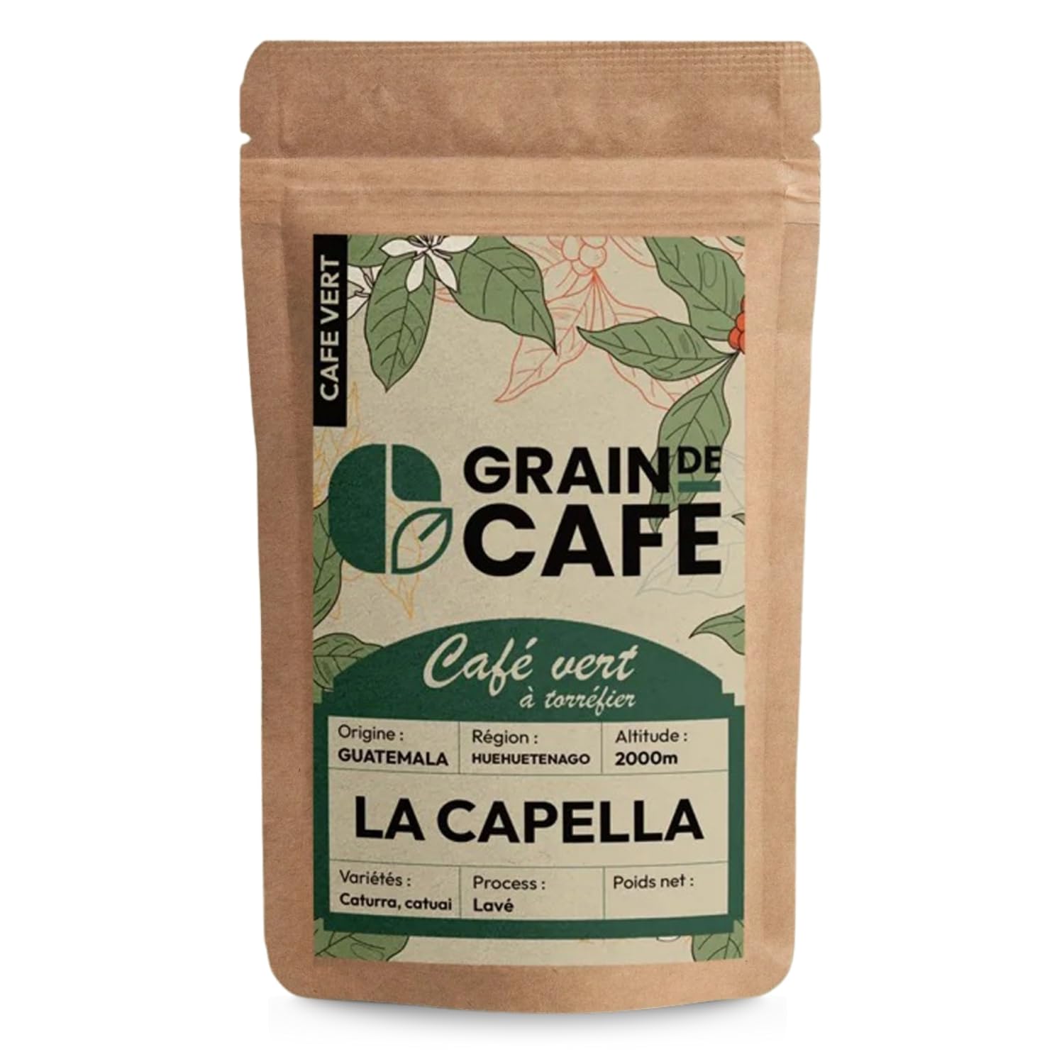 Graindecafé – Café Vert Guatemala Maya 1kg | 100% Arabica Lavé Non Torréfié | De Montagne Rond Et Harmonieux | Notes De Cacao Et Fruits Rouges | Idéal Machine À Grain Une Fois Torréfié