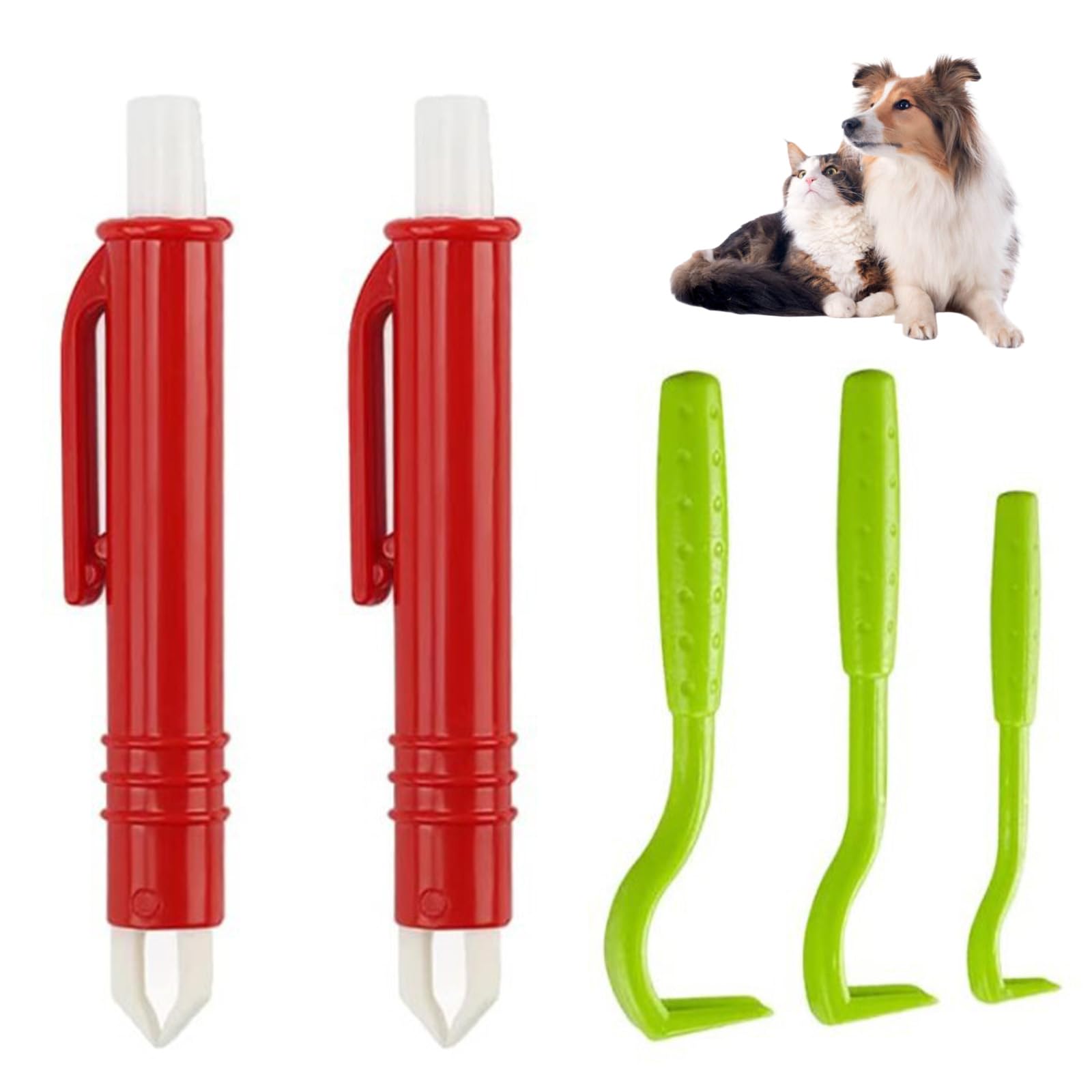 Tick Remover Tool for Dogs - Painlessly Tick Remover for Humans and Cats Pets 3 Tick Hooks and 2 Tick Tweezers