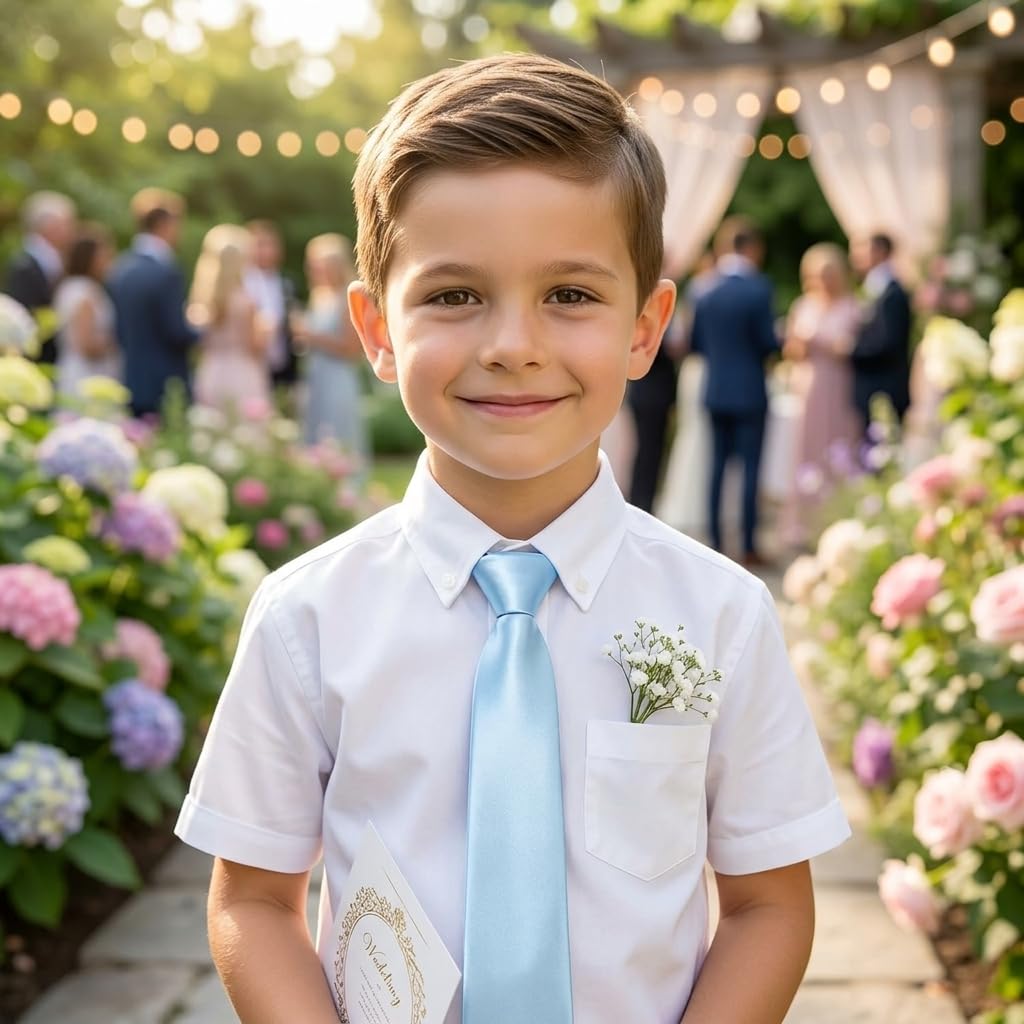 The Tie Company Cravatte in raso per bambini - Azzurro, Azzurro, Taglia Unica