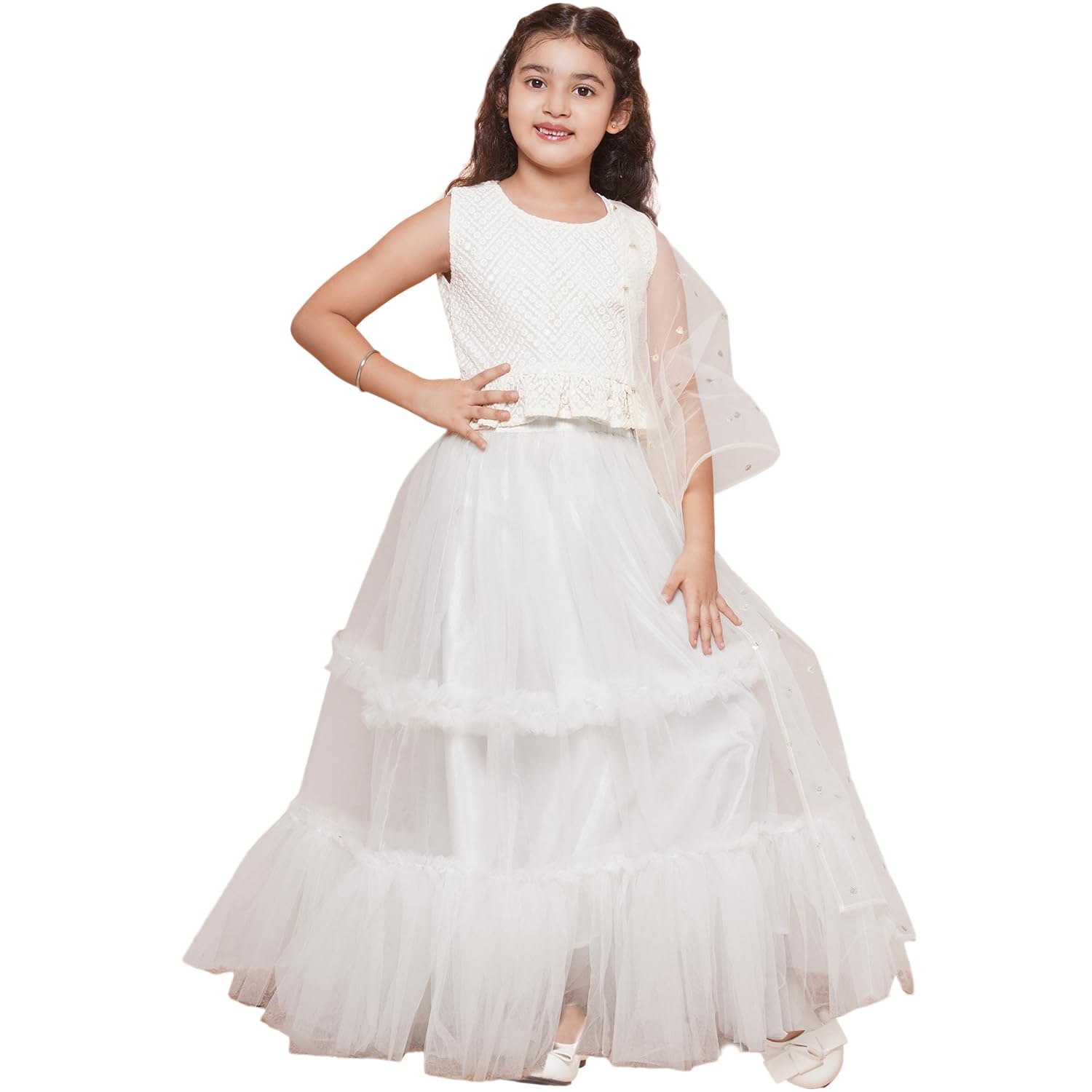 AJ DEZINES Kids Ethnic Wear Chiffli Chikankari Printed Lehenga Ghagra Choli Set For Girls AJ DEZINES Kids Ethnic Wear Chiffli Chikankari Printed Lehenga Ghagra Choli Set For Girls