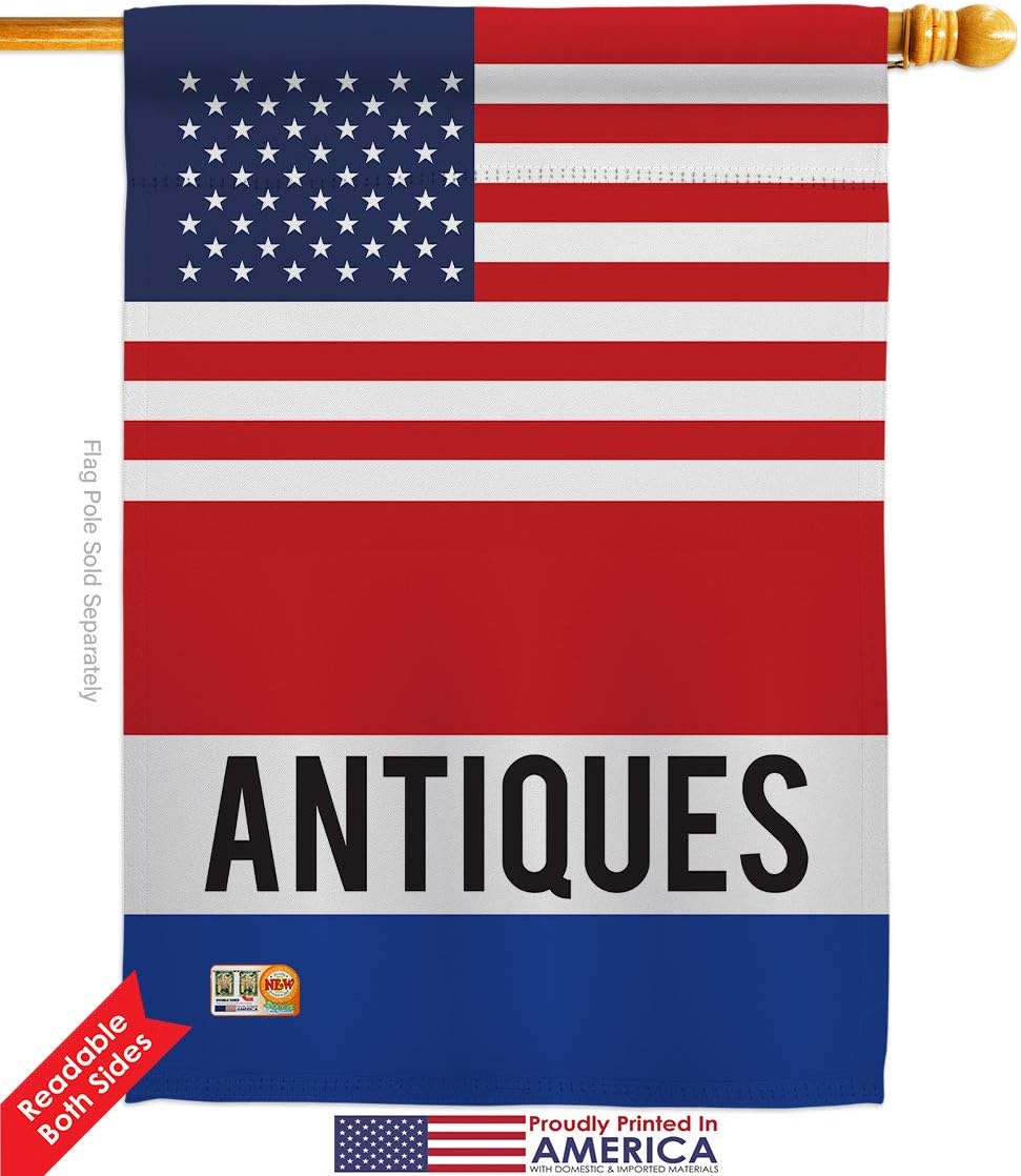 US Antiques House Flags Pack Novelty Merchant Open Sale Store Retail Business Advertisement Promotion USA Embroidery Small Decorative Gift Yard Banner Double-Sided Made In 28 X 40