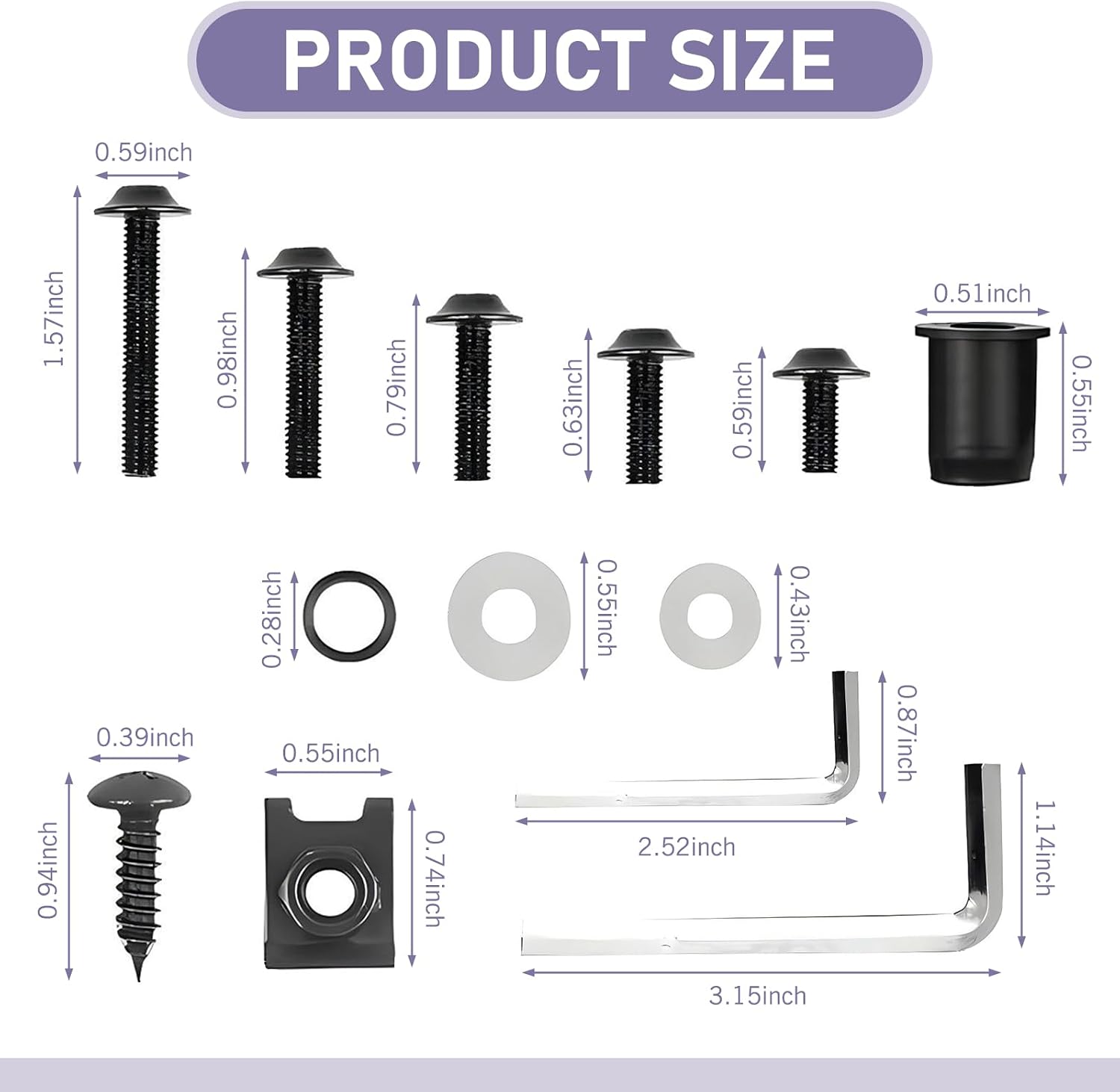 177 PCS Windshield Screws, Aluminum Fastener Fairing Bolt Nut Clip Kit, Washer Nut Screw Installation Kit Combination, Universal for Most Sport Bikes, Motorcycles (Black)