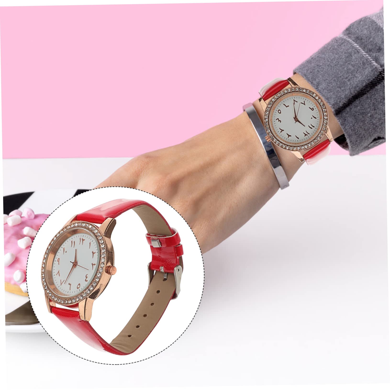 5 Pz guarda ladies watch women watch vegito regali per ragazze orologio da donna con diamanti orologio orologio bling da donna Specchio di ordinario rosso
