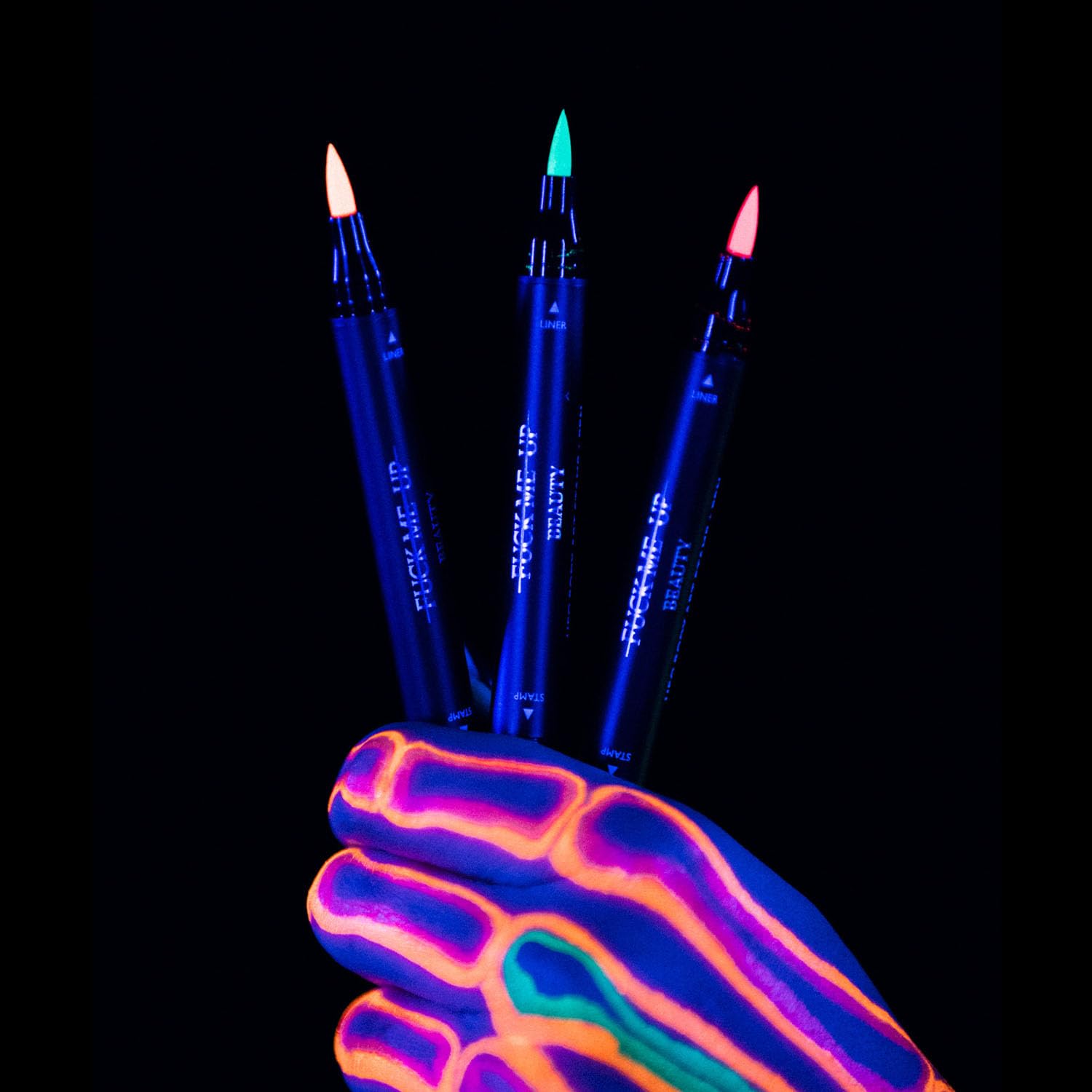 FMU Beauty UFO Body Art Stamp + Pen Liner for Bright Colorful Festival Makeup (Supernova - Orange Star)