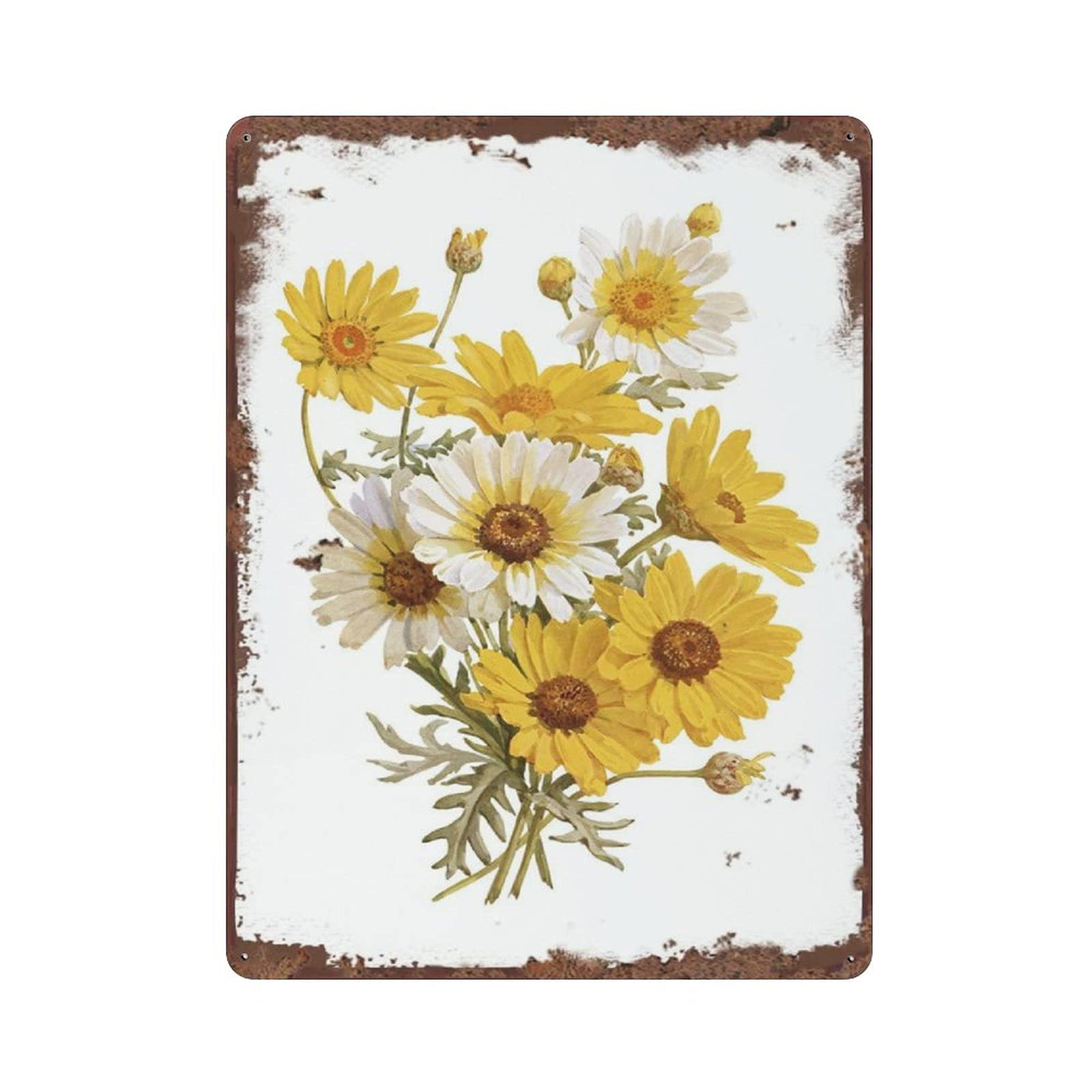 Metal Tin Sign Daisy Decorable Vintage Tin Poster Metal Sign Wall Decoration Country Kitchen Home Garage Decor 16"x12"
