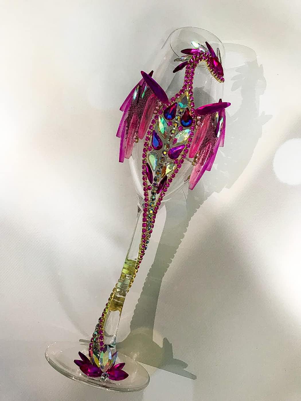 Fuchsia Pink Dragon Wedding Toasting Glass for Wedding Decor