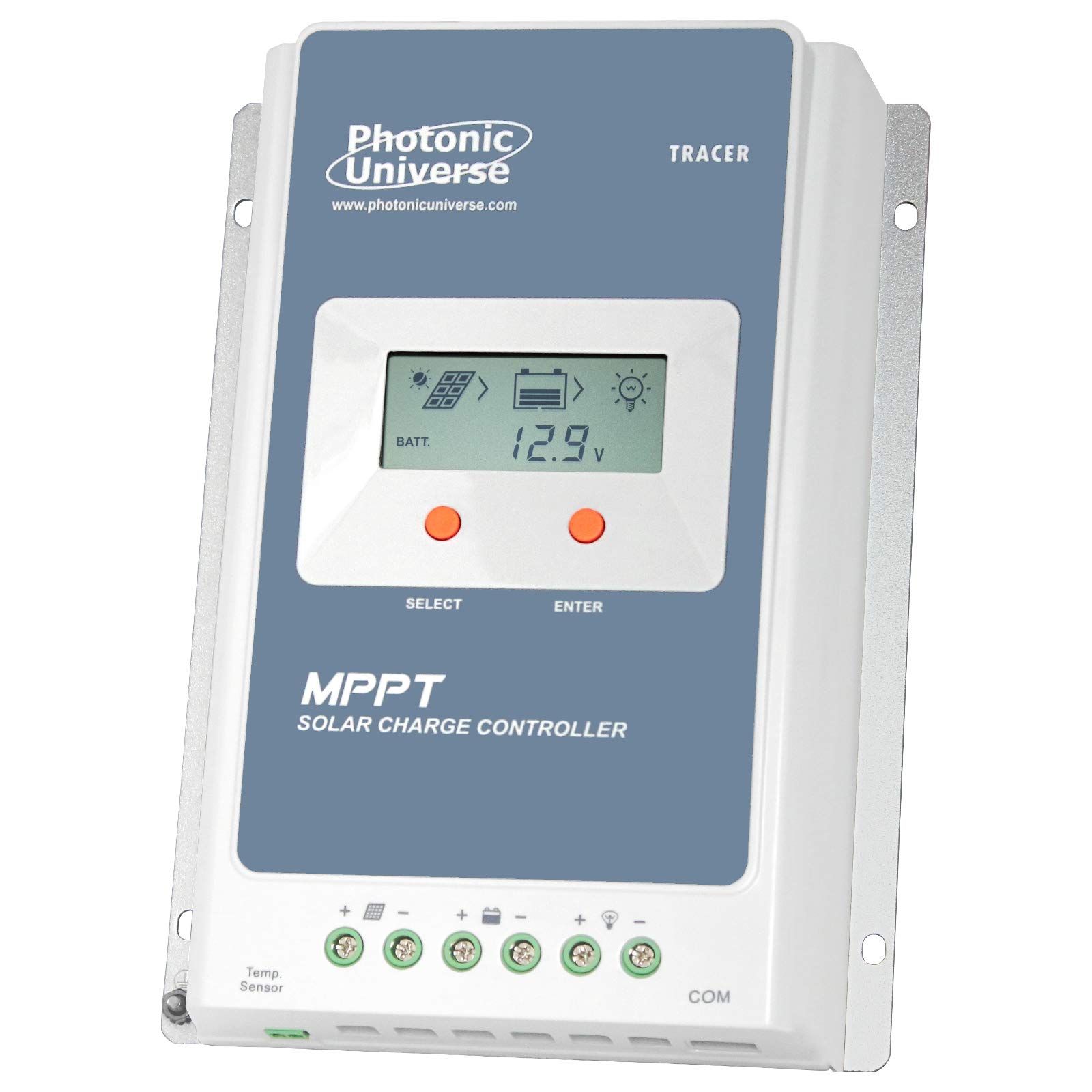 Photonic Universe Blue|White 30A Mppt Solar Charge Controller / Regulator With Built In Lcd Display For Solar Panels Up To 390W (12V Battery System) / 780W (24V Battery System) Up To 100V