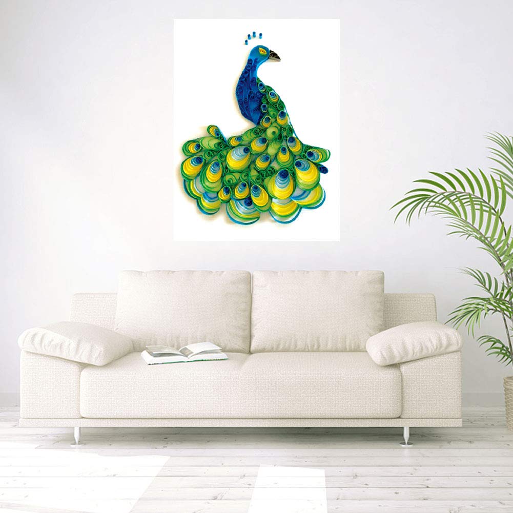 Paper Quilling Tools Set, Quilling Paper Strips Quilling Tool Set Ruler Slotted Pen Needle Curler Board Template Tweezers Glue for Paper Art Craft Lovers Peacock Patternt