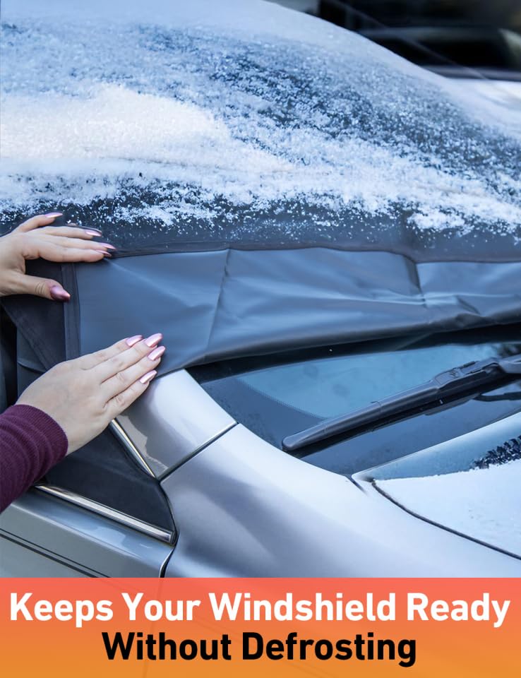 Image of EcoNour Car Snow Cover Compatible for Jeep Compass | Windshield Cover for Ice and Snow with S-Hook Straps | Heavy-Duty 600D Oxford Winter Car Cover, Waterproof & Anti-Slip
