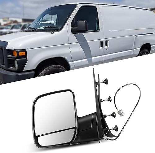 Miniatura 41 de Juego de espejos laterales montados Compatible con Ford E150 E250 E350 E450 E550 Van 2002-2008, plegable manual, sin calefacción, luz de charco