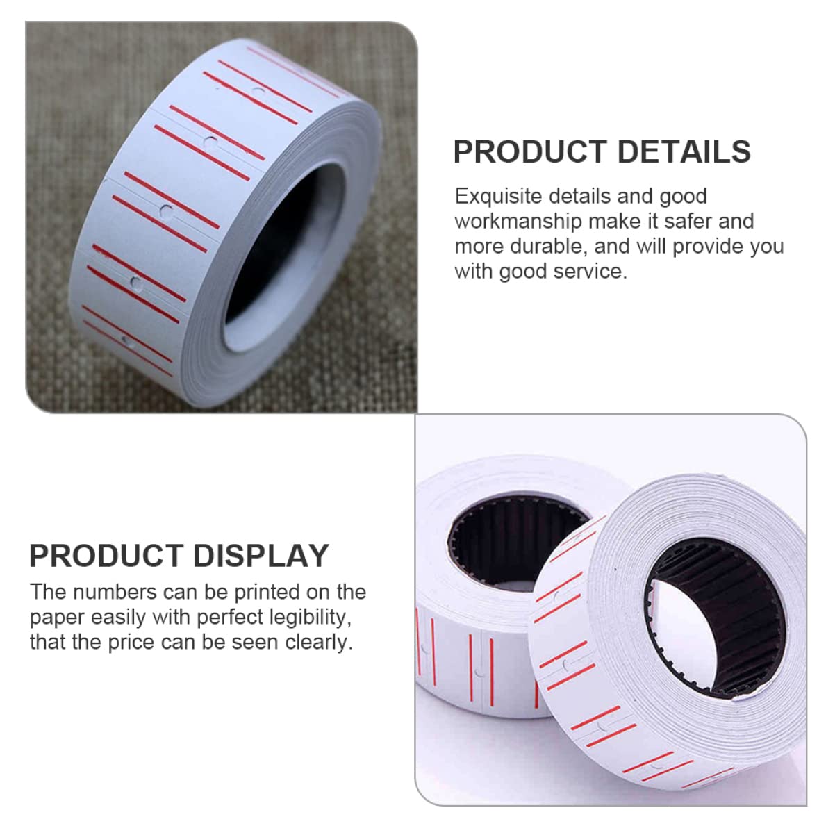 SOLUSTRE Étiquettes de Prix Autocollantes pour Marquage des Produits en Magasin Rouleaux de 40 en Papier Blanc pour Supermarché