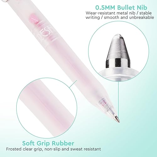 Miniatura 7 de EooUooIP Bolígrafos de gel con purpurina, punta fina de 0.028 in, 16 colores surtidos con purpurina con agarre cómodo, bolígrafo retráctil de