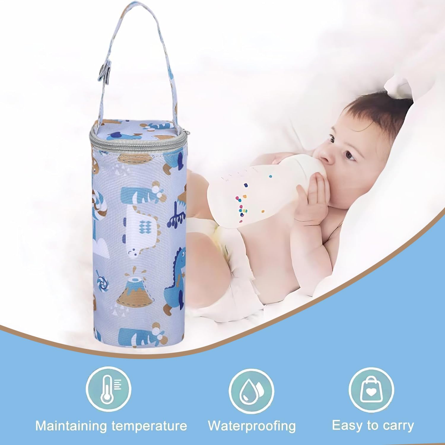 2 Pezzi Borsa Isolante per biberon, Sacchetti Termici, Borsa Termica Da Appendere, Lungo Isolamento, per Passeggini, Compatibile Con Molti Biberon