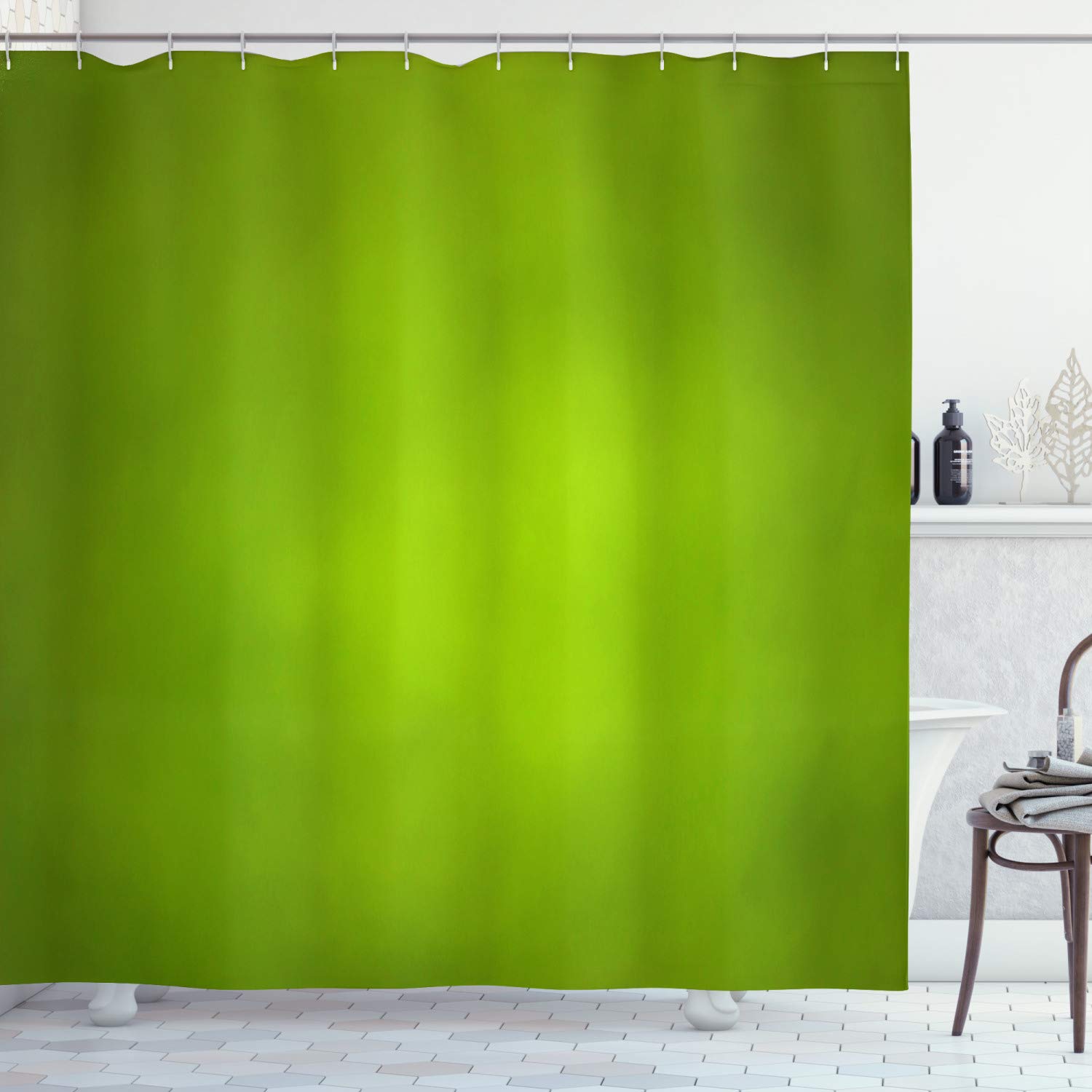 Rideau de douche décoratif à feuilles vertes de la jungle, rideau de séparation de salle de bain sans perforation, 12 crochets, 150*180cm | Leroy Merlin