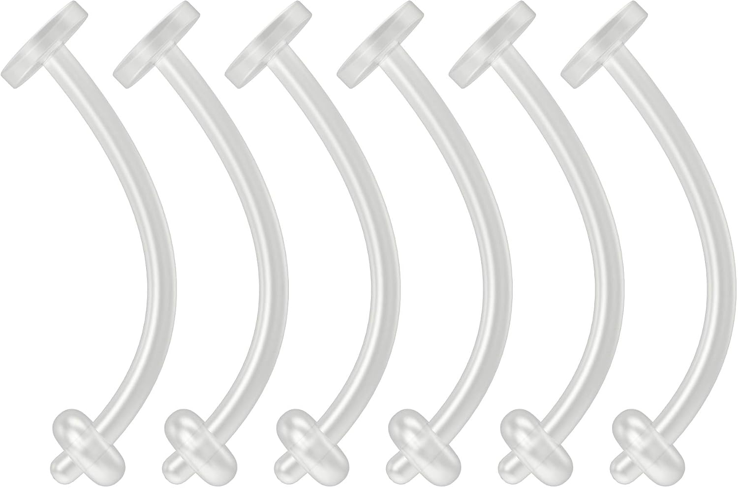 6pc 16g Belly Button Retainer Ring Flexible BioFlex Plastic Navel Piercing 14 Gauge Bioplast 12mm