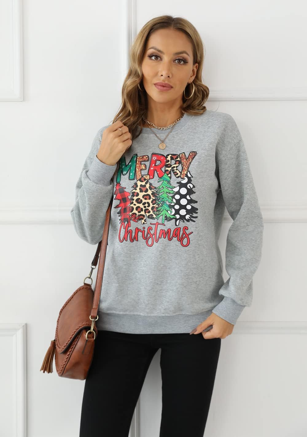 RETSUGO Womens Merry Christmas Sweatshirt Funny Christmas Tree Truck Graphic Pullover Casual Blouse Tops - Image 6
