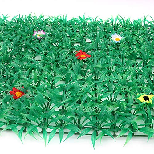 Shiwaki 60x40cm (23.62"x15.75") Green plant wall simulation plant wall home decoration background flower wall-encryption big grass plus flowers - Image 2