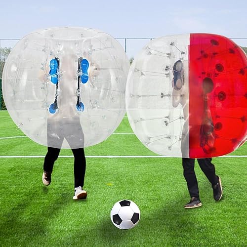 Miniatura 8 de WACTO Pelota de fútbol de burbujas transparente para actividades al aire libre  4 pies de diámetro, pelota inflable para adultos o niños  explota en